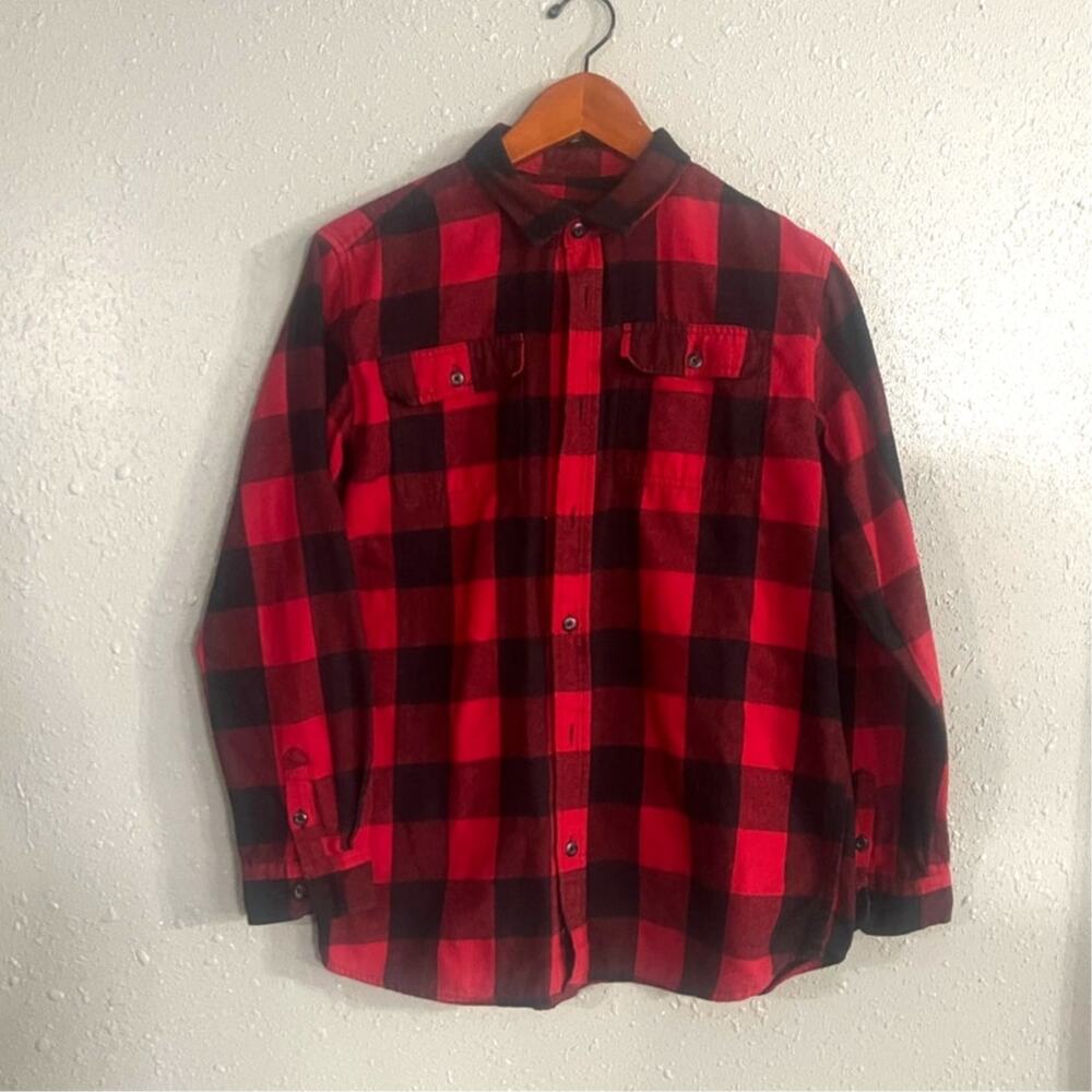 Burnside Women’s 18/20 Long Sleeve Red & Black Buffalo Plaid Shirt Warm Cozy